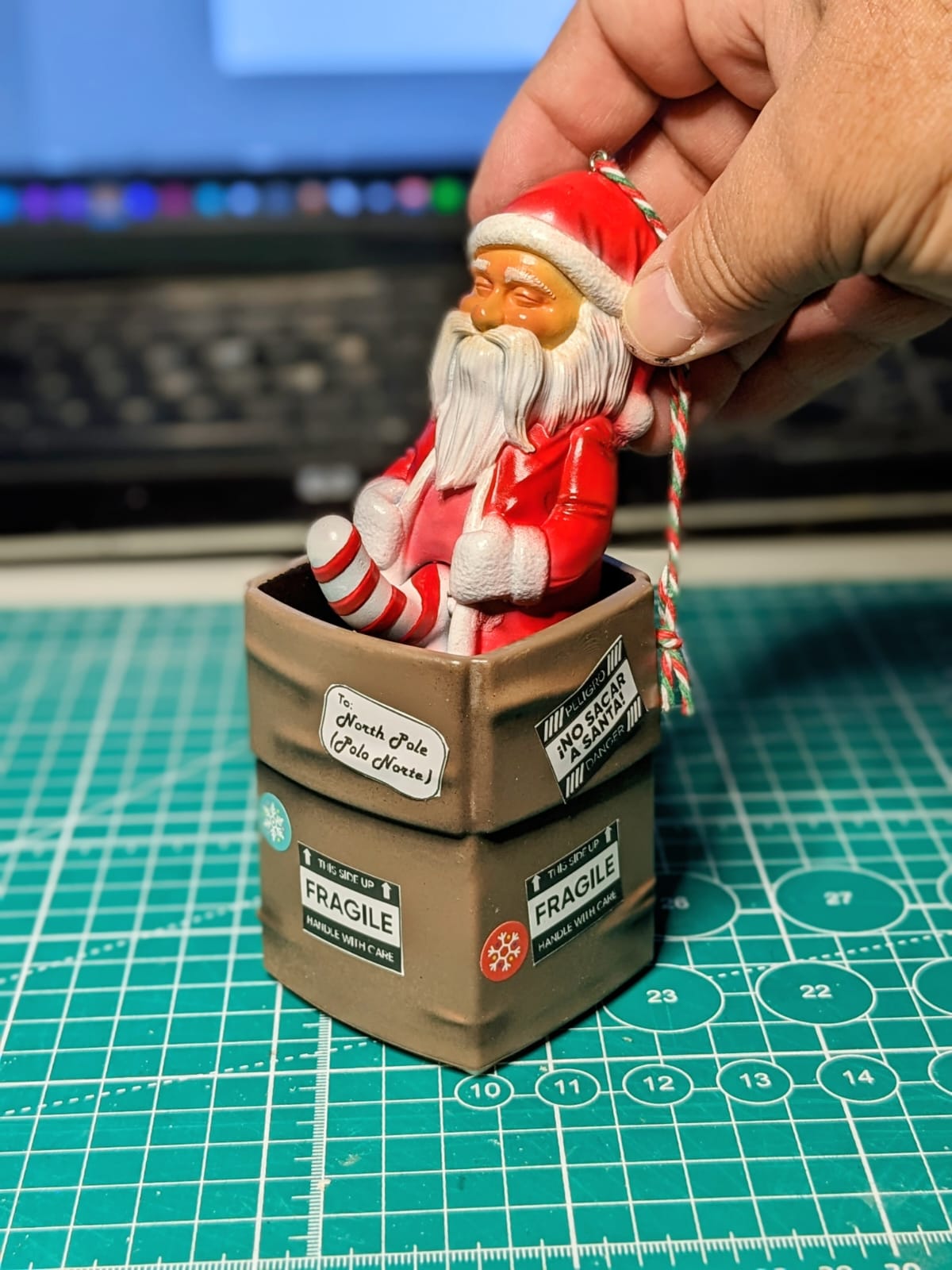 "Santa in a Box" Adult Christmas Decoration